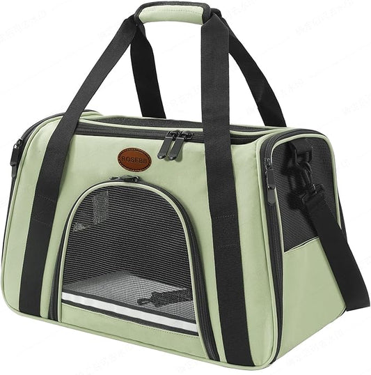 Cat Carrier Dog Carrier Pet Carriers for Medium Small Cats Dogs Puppies up to 15 Lbs,TSA Airline Approved Small Dog Cat Carriers Soft Sided,Collapsible Travel Puppy Carrier (Green, Large)