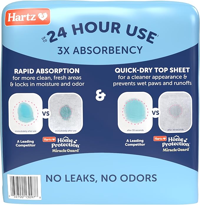 New! Hartz Home Protection Miracle Guard USA Made Dog Pads, XXL Size 20 Count, 3X Absorbency & 3X Longer use, Won't Leak and Odor Eliminating