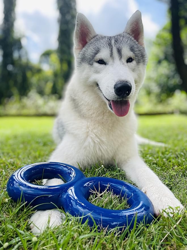 SuperChewy Tough Dog Double Ring Toy | Lifetime Replacement | Strong Natural Rubber | Great Dog Pull Toy for Exercise | Tug Toys for Dogs | Ultra Durable Chew Toys for Aggressive Chewers