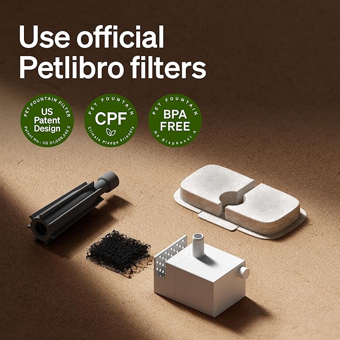 PETLIBRO Cat Water Fountain Filter, 4 Packs Cat Fountain Filter Replacement & Sponges for Dockstream WF106/WF116/WF105/WF115/WF005/WF305, 2-Month Set Easy-Swap for PETLIBRO Pet Fountain Filter