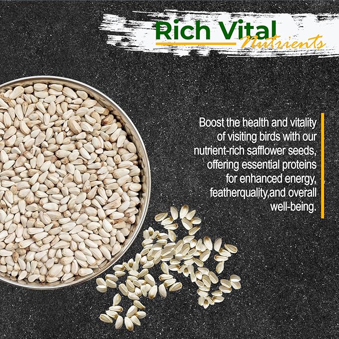 Wildlife Safflower Seed for Wildlife Bird Feeding, Non-GMO and USA Small Farm Grown, 50 lbs