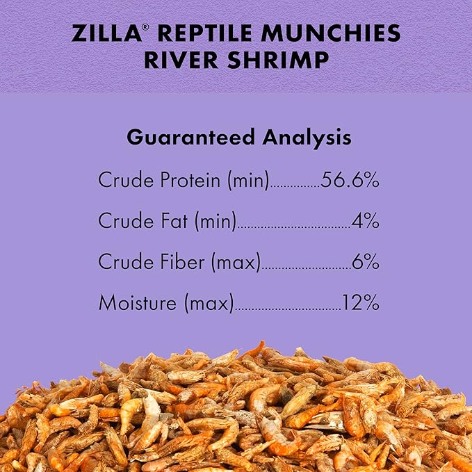 Zilla Reptile Food Munchies River Shrimp for Turtles, Salamanders, Axolotls, and Large Tropical Fish, 2-Ounce