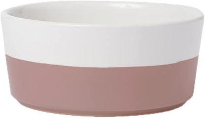 Waggo Dipper Ceramic Dog Bowl for Small and Large Breeds - Heavyweight and Durable Pet Food and Water Dish Crock, Dishwasher Safe, Modern (Mauve, Small)