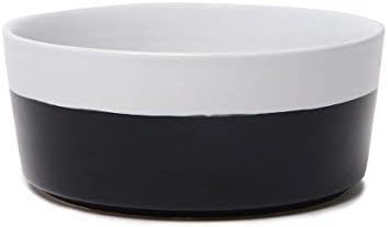 Waggo Dipper Ceramic Dog Bowl for Small and Large Breeds - Heavyweight and Durable Pet Food and Water Dish Crock, Dishwasher Safe, Modern (Black, Large)