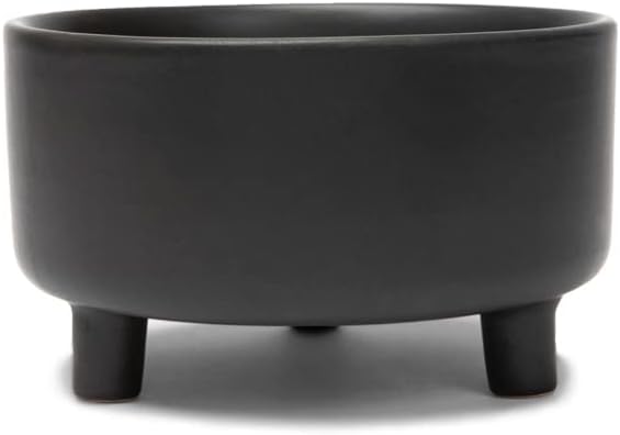 Waggo Uplift Ceramic Dog Bowl for Small Medium and Large Breeds - Heavyweight and Durable Pet Food and Water Dish Crock, Dishwasher Safe, Modern, Elevated Feeder (Black, Large)