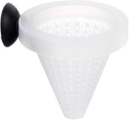 White Cone Shape Aquarium Worm Feeder, 7cm Height, Fish Food Dispenser with Suction, Live Blood Worm Plastic Cone Cup Shape Basket Feeder for Feeding Fish with Suckers