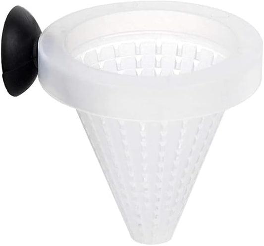 White Cone Shape Aquarium Worm Feeder, 7cm Height, Fish Food Dispenser with Suction, Live Blood Worm Plastic Cone Cup Shape Basket Feeder for Feeding Fish with Suckers