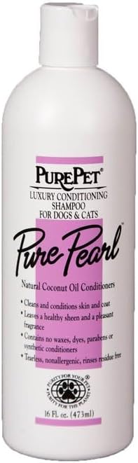 Case Prices Pure Pearl Luxury Conditioning Dog Cat Shampoo Concentrate by PurePet (16 oz Case - 12 Bottles)