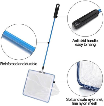 3 Pack Aquarium Net, Multi-Size Fine Quick Fish Catch Nets Extra Soft Nylon Fishing Nets with Plastic Handle for Aquarium Fish Tank Supplies- White (4in,5in, 6in)