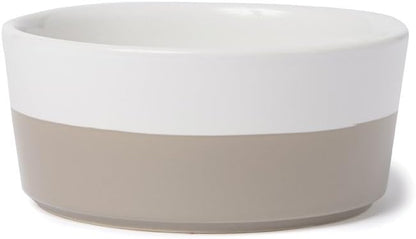 Waggo Dipper Ceramic Dog Bowl for Small and Large Breeds - Heavyweight and Durable Pet Food and Water Dish Crock, Dishwasher Safe, Modern (Vintage Grey, Small)