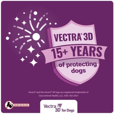 Vectra 3D for Dogs Flea, Tick & Mosquito Treatment & Prevention for Large Dogs (56 to 95 lbs) , 6 month supply