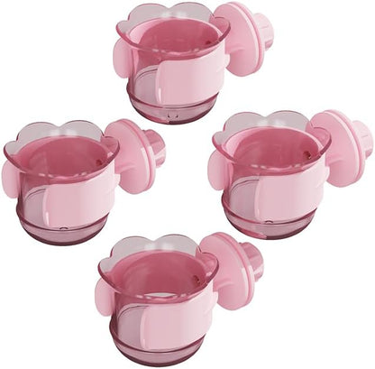 2pcs/4pcs PET Bird Bowls with Clamp, Bird Cage Feeder, Durable Water Bowl, Feeding Cups, Water Feeder for Cockatiel, Parakeet, Macaw, Finches, Lovebirds, Small Animals Gray (Pink, 4pcs)