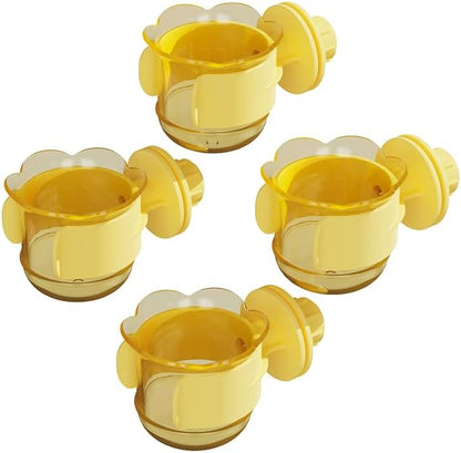 2pcs/4pcs PET Bird Bowls with Clamp, Bird Cage Feeder, Durable Water Bowl, Feeding Cups, Water Feeder for Cockatiel, Parakeet, Macaw, Finches, Lovebirds, Small Animals Gray (Yellow, 4pcs)