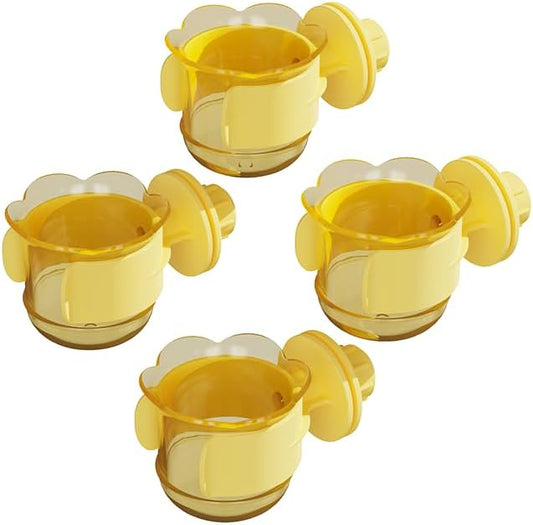 2pcs/4pcs PET Bird Bowls with Clamp, Bird Cage Feeder, Durable Water Bowl, Feeding Cups, Water Feeder for Cockatiel, Parakeet, Macaw, Finches, Lovebirds, Small Animals Gray (Yellow, 4pcs)
