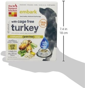 The Honest Kitchen Human Grade Dehydrated Grain Free Dog Food – Complete Meal or Dog Food Topper – Turkey 2 lb (makes 8 lbs)