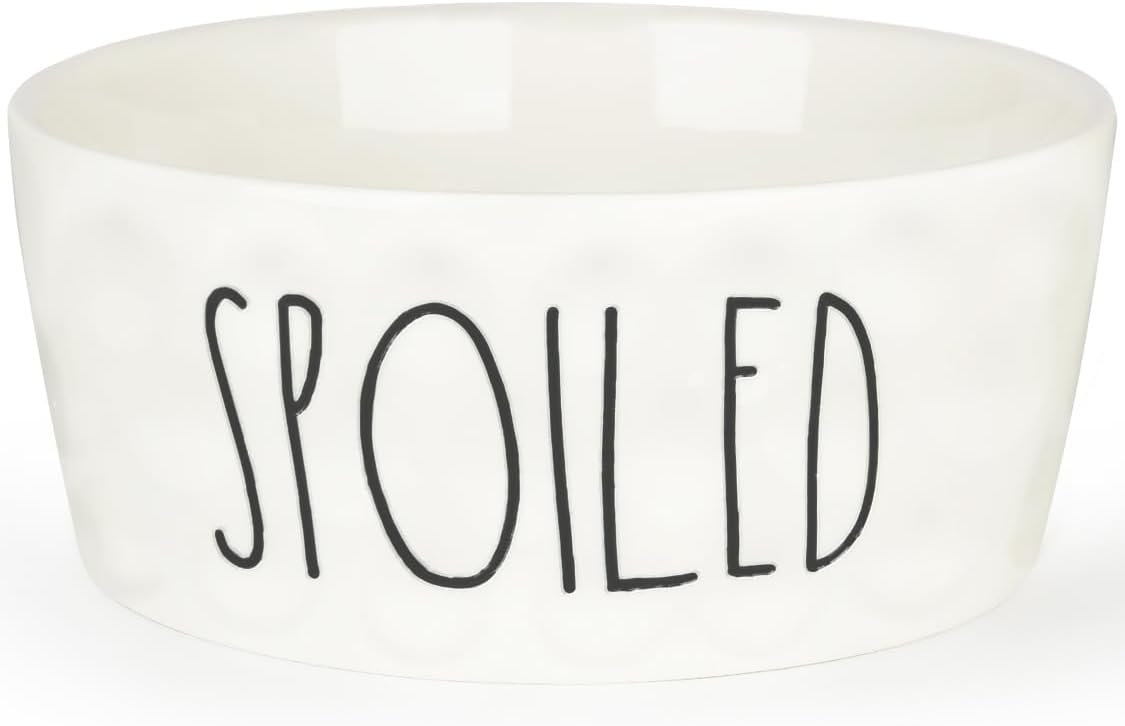 27OZ Ceramic Dog Bowl - 6 Inch Small Food Water Bowl, Heavy Duty Non-Slip Dog Dish for Medium Dogs, Food Grade Porcelain Pet Feeder Bowls, Microwave & Dishwasher Safe, White