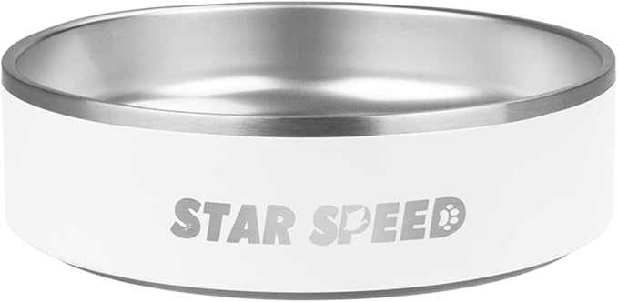 StarSpeed 24oz Stainless Steel Dog Bowls with Rubber Bottom Non-Slip Double Wall Metal Outdoor Dog Food and Water Bowls Weighted Insulated Pet Feeding Bowl for Small,Medium Sized Dogs or Cats