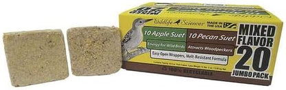 Suet Cake Jumbo Mixed 20 Pack | 10 Apple & 10 Pecan 10.5 oz. Suet Cakes for Wild Birds