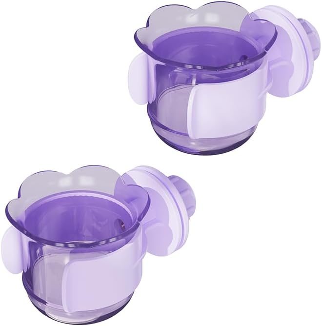 2pcs/4pcs PET Bird Bowls with Clamp, Bird Cage Feeder, Durable Water Bowl, Feeding Cups, Water Feeder for Cockatiel, Parakeet, Macaw, Finches, Lovebirds, Small Animals Gray (Purple, 2pcs)