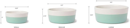 Waggo Dipper Ceramic Dog Bowl for Small and Large Breeds - Heavyweight and Durable Pet Food and Water Dish Crock, Dishwasher Safe, Modern (Dolphin, Small)
