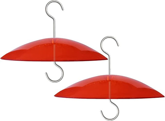 8" Mini Weather Guard for Bird Feeder - 2 PC x Small Protective Dome Cover Against Rain/Snow/Sun - Red Dia. 20CM