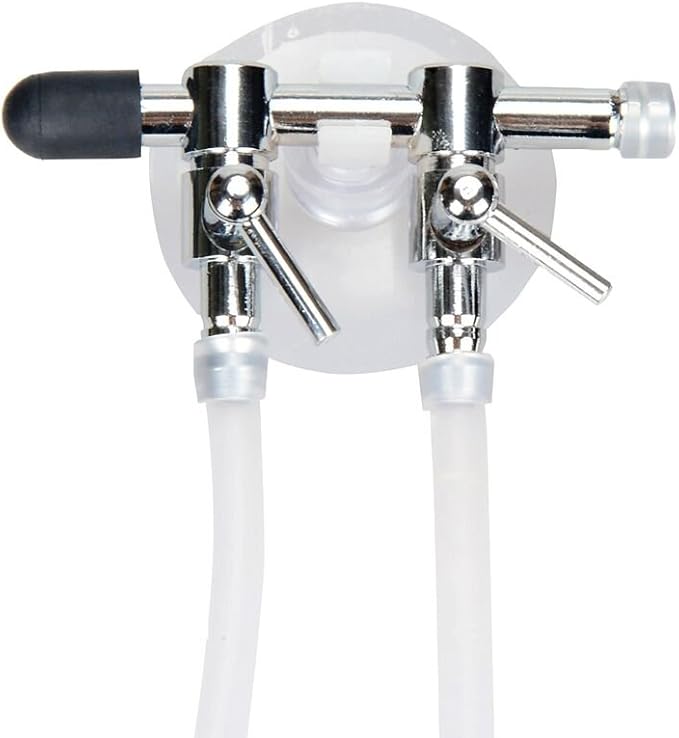 Aquarium Air Pump Splitter 7 in 1 Set 2-Way Air Flow Control Lever Valve & 2 Non-Return Check Valves & 4 Suction Cups for Fish Tank Airline Air Tube Hose