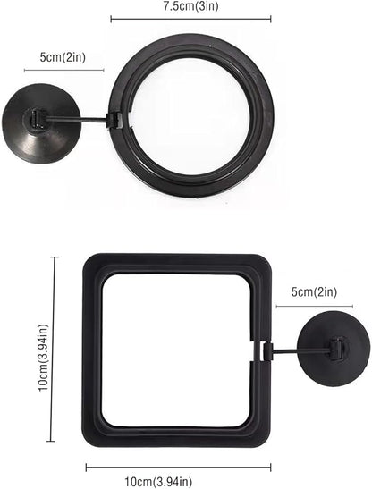 2PCS Fish Feeding Rings, Easy to Install Practical Aquarium and Fish Tank Floating Ring Food Feeder for Goldfish Turtles and Other Smaller Fish (Round and Square, Black)