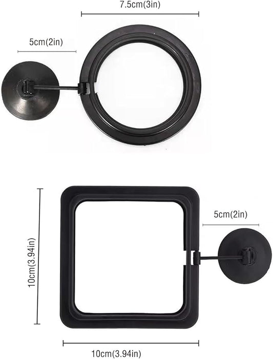 2PCS Fish Feeding Rings, Easy to Install Practical Aquarium and Fish Tank Floating Ring Food Feeder for Goldfish Turtles and Other Smaller Fish (Round and Square, Black)