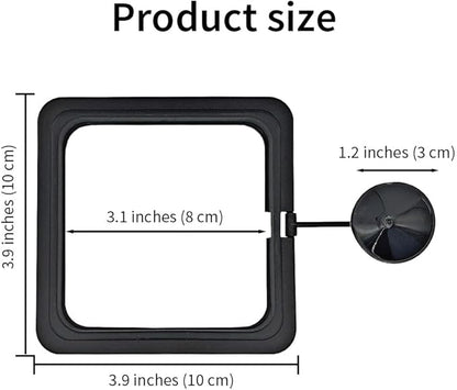 2Pcs Fish Feeding Rings Black Square Floating Food Feeder Circle with Suction Cup for Fishes Tank Aquarium Turtle Betta Goldfish Small Fish Feeding Accessories Floating Plant Duckweed Ring