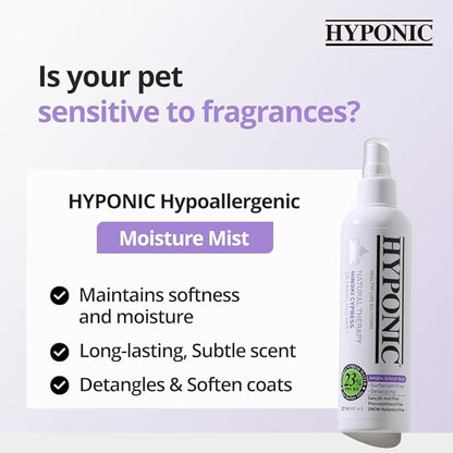 HYPONIC Hypoallergenic Hinoki Cypress Moisture Detangling Mist Spray for All Pets (Scented, 8.01 oz) - Conditioner, Detangler, Dematting, Deodorizing Perfume Spray for Sensitive Skin & Coat