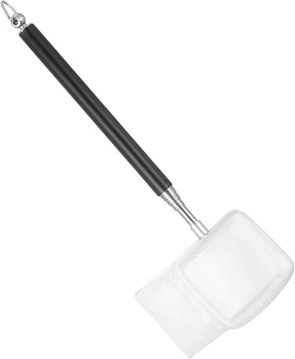 Aquarium Shrimp Net, Shrimp Skimming Aquarium Nets with Extendable Stainless Steel Handle Fish Net for Fish Tank Aquariums Small Ponds Baby-Fish Food Residue Debris, Retractable 7.5-21 Inches Long