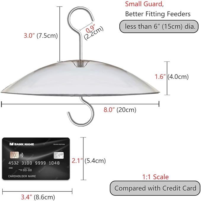 8" Mini Rain Cover for Bird Feeder/House - Clear Small Protective Dome Guard Against Rain/Snow/Sun - Dia. 20CM