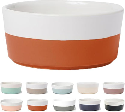 Waggo Dipper Ceramic Dog Bowl for Small and Large Breeds - Heavyweight and Durable Pet Food and Water Dish Crock, Dishwasher Safe, Modern (Teracotta, Medium)