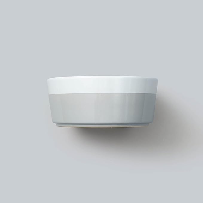 Waggo Dipper Ceramic Dog Bowl for Small and Large Breeds - Heavyweight and Durable Pet Food and Water Dish Crock, Dishwasher Safe, Modern (Light Grey, Large)