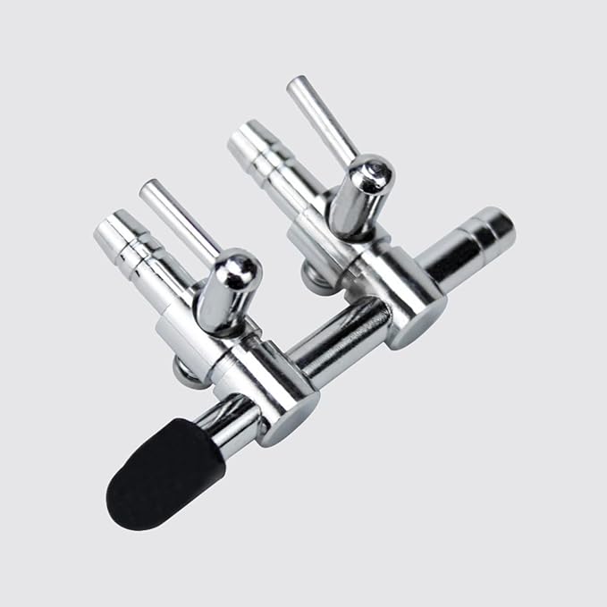 Aquarium Air Pump Splitter 7 in 1 Set 2-Way Air Flow Control Lever Valve & 2 Non-Return Check Valves & 4 Suction Cups for Fish Tank Airline Air Tube Hose