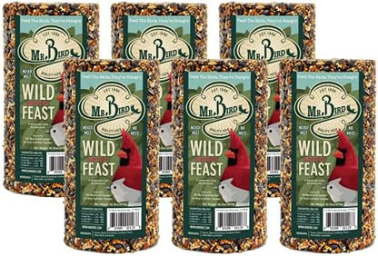 6-Pack Mr. Bird Wild Bird Feast Cylinder 28 oz. | Wild Bird Food for Outdoor Birds | Backyard Birdfeeding