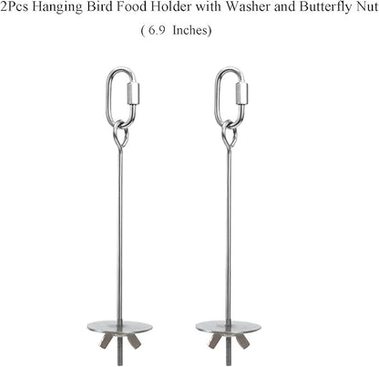 2pcs Hanging Bird Treat Skewer Parrot Fruit Feeder with Washer, 6.9 Inch Stainless Steel Bird Fruit Fork Food Holder for Bird Cage Bird Feeder Foraging Toy for Parrot Parakeet Conure, LXLVOUEG