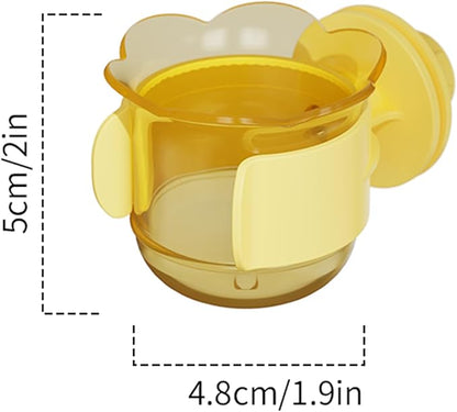2pcs/4pcs PET Bird Bowls with Clamp, Bird Cage Feeder, Durable Water Bowl, Feeding Cups, Water Feeder for Cockatiel, Parakeet, Macaw, Finches, Lovebirds, Small Animals Gray (Yellow, 2pcs)