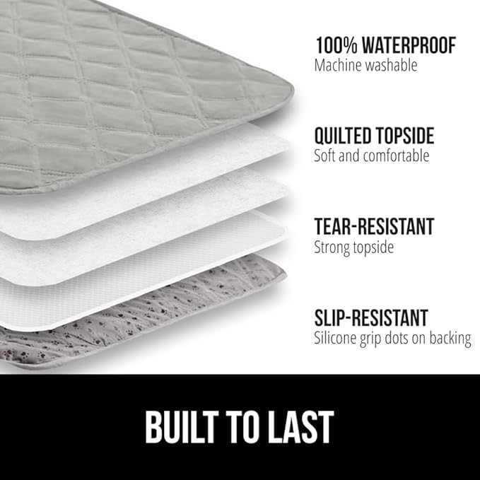 GORILLA GRIP Waterproof Dog Blanket, Couch Cover for Dogs Washable, Protects Sofa, Furniture, Crate, Car, RV Essentials Pet Supplies, Tear and Slip Resistant Leakproof Cushion Cover, 30x70 Light Gray