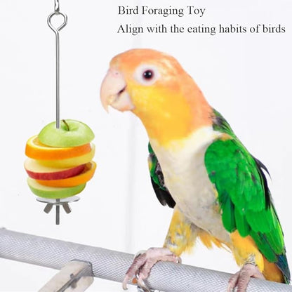 2pcs Hanging Bird Treat Skewer Parrot Fruit Feeder with Washer, 6.9 Inch Stainless Steel Bird Fruit Fork Food Holder for Bird Cage Bird Feeder Foraging Toy for Parrot Parakeet Conure, LXLVOUEG