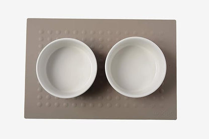 Waggo Dipper Ceramic Dog Bowl for Small and Large Breeds - Heavyweight and Durable Pet Food and Water Dish Crock, Dishwasher Safe, Modern (Dolphin, Small)