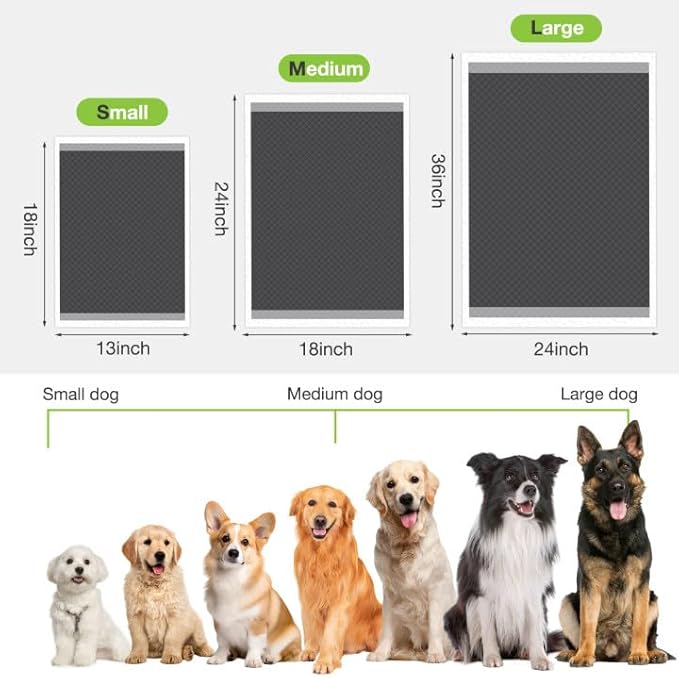 Disposable Dog Pee Pads, 24" x 36" Odor-Control Bamboo Charcoal Fiber Puppy Pads, Super Absorbent & Leak Proof Pet Training Pads, Quick Dry for Dogs, Cats and Rabbits - 20 Counts