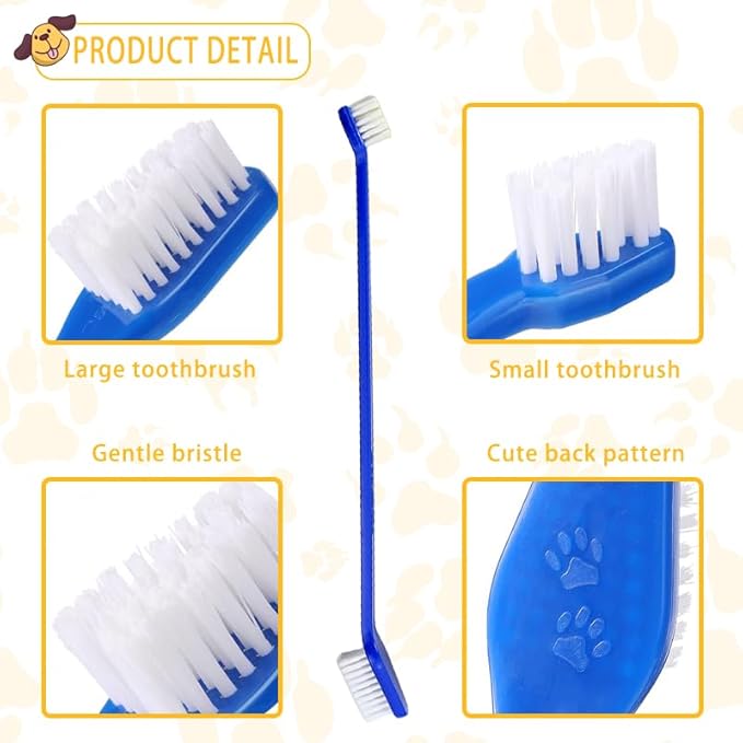 Dog Toothbrush Bulk 200 Pcs 8 Colors - Dual Headed Cat & Dog Toothbrushes Kit, Long Handle Dental Brushes for Large/Small Dogs, Cats, Pets Teeth Cleaning Supplies