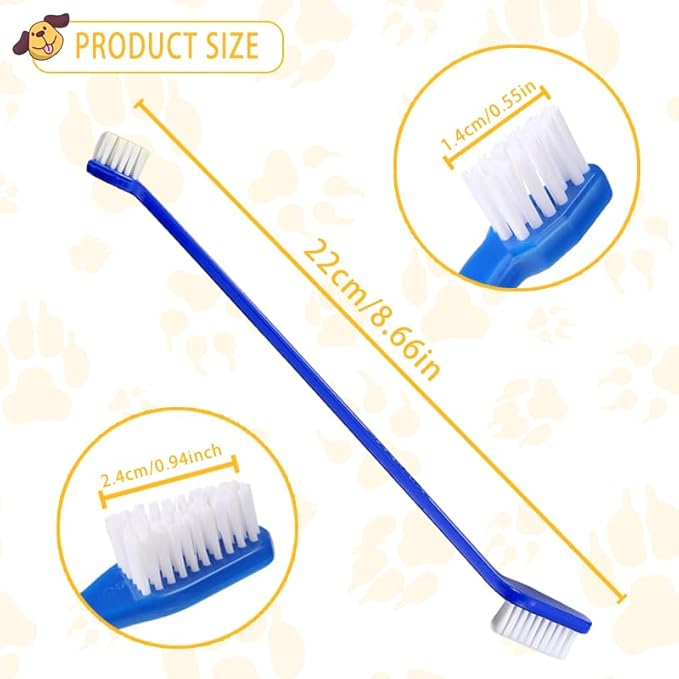 Dog Toothbrush Bulk 200 Pcs 8 Colors - Dual Headed Cat & Dog Toothbrushes Kit, Long Handle Dental Brushes for Large/Small Dogs, Cats, Pets Teeth Cleaning Supplies