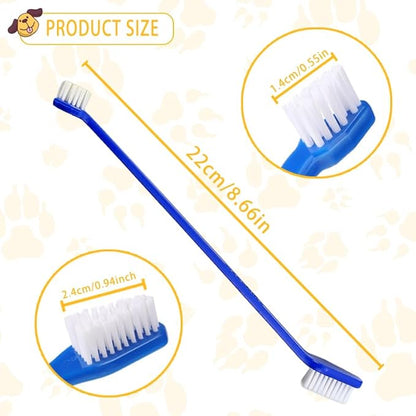 Dog Toothbrush Bulk 200 Pcs 8 Colors - Dual Headed Cat & Dog Toothbrushes Kit, Long Handle Dental Brushes for Large/Small Dogs, Cats, Pets Teeth Cleaning Supplies