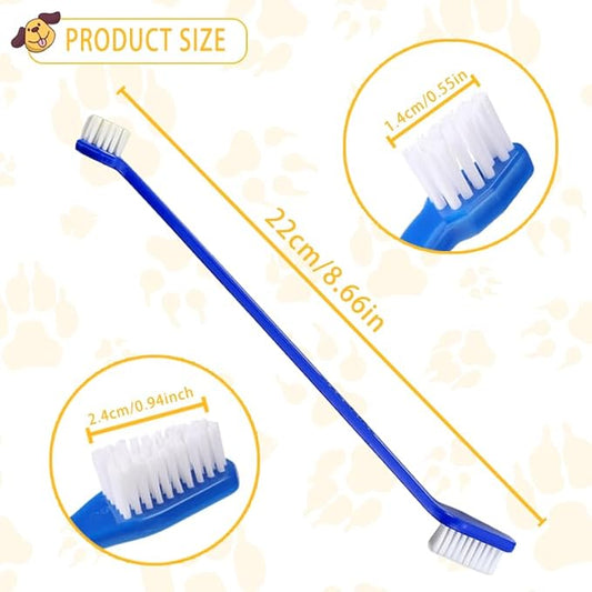 Dog Toothbrush Bulk 200 Pcs 8 Colors - Dual Headed Cat & Dog Toothbrushes Kit, Long Handle Dental Brushes for Large/Small Dogs, Cats, Pets Teeth Cleaning Supplies