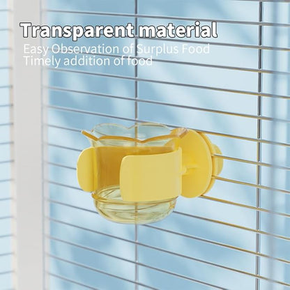 2pcs/4pcs PET Bird Bowls with Clamp, Bird Cage Feeder, Durable Water Bowl, Feeding Cups, Water Feeder for Cockatiel, Parakeet, Macaw, Finches, Lovebirds, Small Animals Gray (Yellow, 2pcs)
