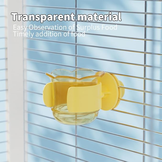 2pcs/4pcs PET Bird Bowls with Clamp, Bird Cage Feeder, Durable Water Bowl, Feeding Cups, Water Feeder for Cockatiel, Parakeet, Macaw, Finches, Lovebirds, Small Animals Gray (Yellow, 4pcs)
