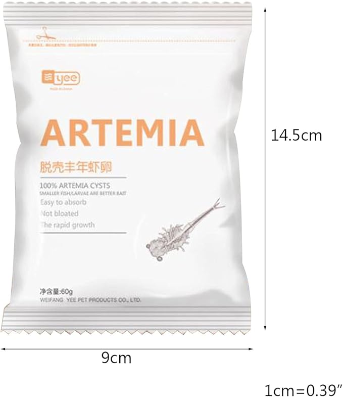 60G Brine Shrimp Shelling Eggfood Aquarium Hatching Tropic Fish Food for Feeding Baby Fishes Artemia Shelling Eggs