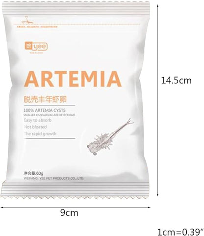 60G Brine Shrimp Shelling Eggfood Aquarium Hatching Tropic Fish Food for Feeding Baby Fishes Artemia Shelling Eggs